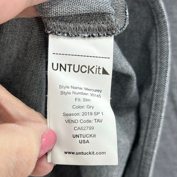 UNTUCKit Mercury Wrinkle-Free Slim Fit Button-Down Shirt | Gray | Small - Picture 5 of 6